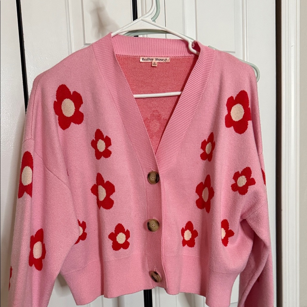 Bailey Rose Pink Floral Women's Cardigan